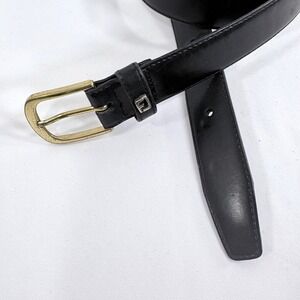 FootJoy Belt Black Genuine Calfskin Leather Gold Buckle Made in USA Mens‎ 30/76